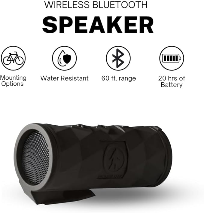 Outdoor Tech Buckshot 2.0 Bluetooth Speaker, Black - Portable Wireless Speaker, Rugged Waterproof IPX6 - Perfect for Biking, Boats, Camping, Hiking, Pool, Beach, Golf Cart