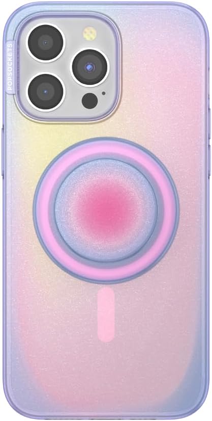PopSockets iPhone 15 Pro Max Phone Case with MagSafe, Wireless Charging Compatible, Purple - Aura