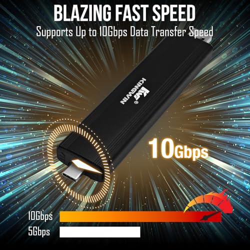 Kingwin M.2 NVMe SSD Enclosure USB 3.2 Gen 2 (10Gbps), Tool-Free, Dual USB-C & USB-A, Aluminum Case for M-Key/B+M Key 2230/2242/2260/2280, External NVMe SSD Adapter for Windows/Mac/Linux