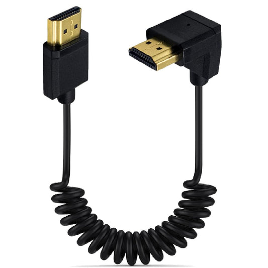 3.9ft HDMI 4K@60Hz Coiled Cable, Downward Angle HDMI 2.0 Version Male to Male High Definition Adapter Spring Spiral Cord, 18Gbps High Speed