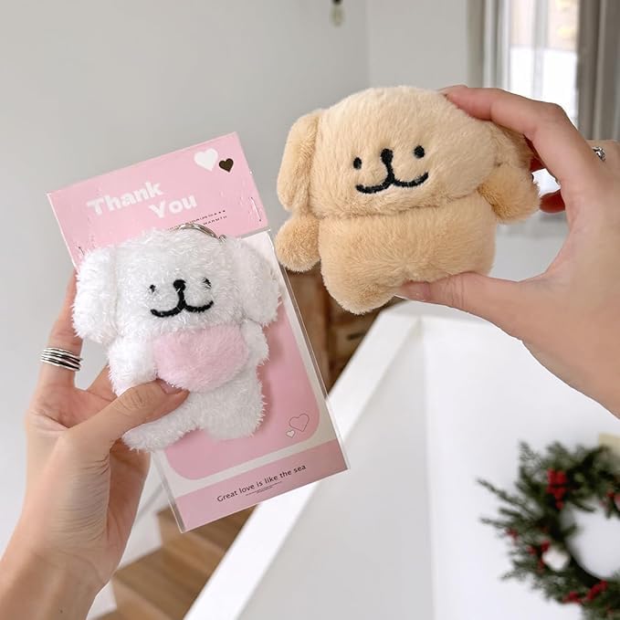 SGVAHY Furry Case for AirPods 3, Funny Cute 3D Cartoon Plush Design Puppy Apron Dog Soft Warm Fluffy Cover Keychain Anti-Fall Protective Case Women Girls