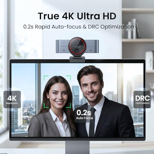 EMEET C960 Ultra 4K Webcam for Mac & PC, 1/1.5" Large Sensor, Metal Body