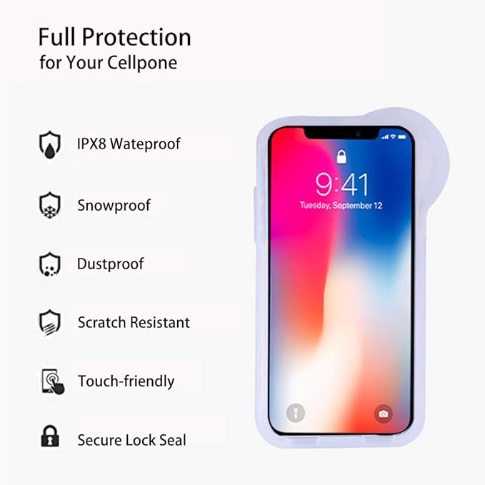 Underwater Photography Waterproof Phone Case Pouch Compatible iPhone XSMAX Enhanced Underwater Cell Phone Dry Bag Camera O Lens Protector with Armband Ring Full Sealed Waterproof Case IPX8 Certified