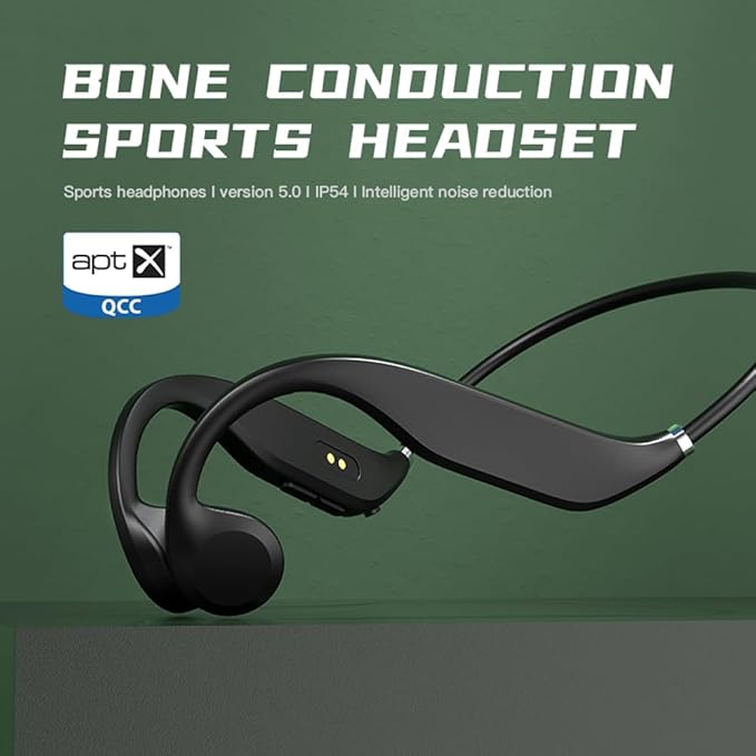 MTYX True Bone Conduction Sensing Open-Ear Headphones - Bluetooth Sport Headphones - Sweat Resistant Wireless Earphones for Workouts and Running - Built-in Mic - Black