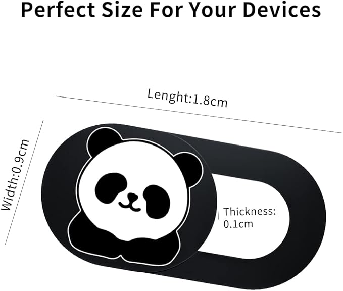 Webcam Laptop Camera Cover Slide, Cute Pattern Web Camera Cover, 0.02-Inch Ultra-Thin Fits for Laptop MacBook Pro iMac Air Computer Smartphones Tablets Protect Your Privacy Security (Panda-3Pack)