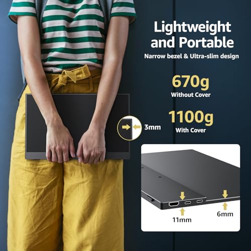 cocopar Portable Monitor 15.6 Inch 1080P FHD 60Hz 85% sRGB Travel Monitor with Speaker HDMI USB-C Second Screen for Laptop MacBook Surface PC Xbox PS4/5, VESA Mountable, with Cover - Image 6