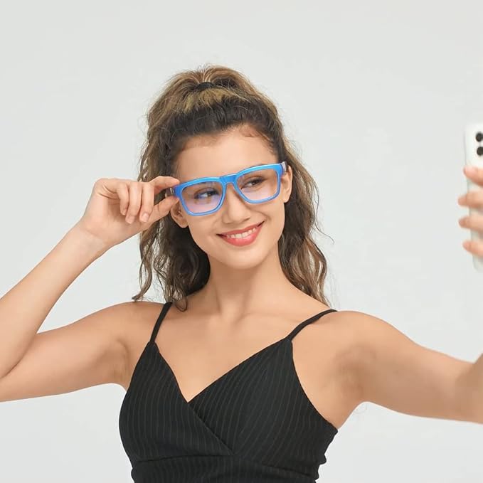 OhO sunshine Bluetooth Glasses: Voice Control and Open Ear Style Smart Glasses to Listen Music & Calls, UV400 Protection Lens