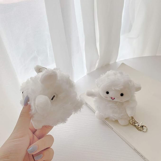 SGVAHY Furry Case for AirPods Pro 3rd Generation Funny Cute 3D Cartoon Plush Design Soft Warm Fluffy AirPod Pro 3 Cover with Keychain Kawaii Anti-Fall Protective Case Women Girls(Sheep)