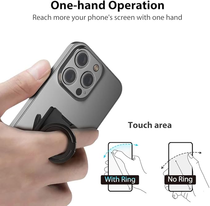 Phone Grip, Phone Ring Holder Finger Kickstand Wireless Charging Friendly, Foldable & Adjustable Double Metal Cell Phone Rings Gripper Stand for iPhone Samsung &Other Phones - Sparkle Black