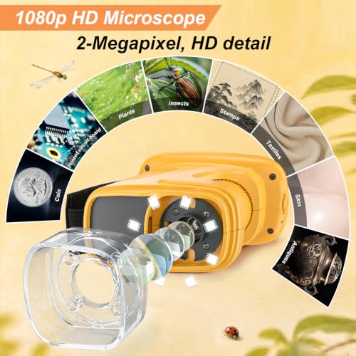 Kids Microscope,1000X HD Digital Handheld Mini Microscope 2.4" IPS Screen