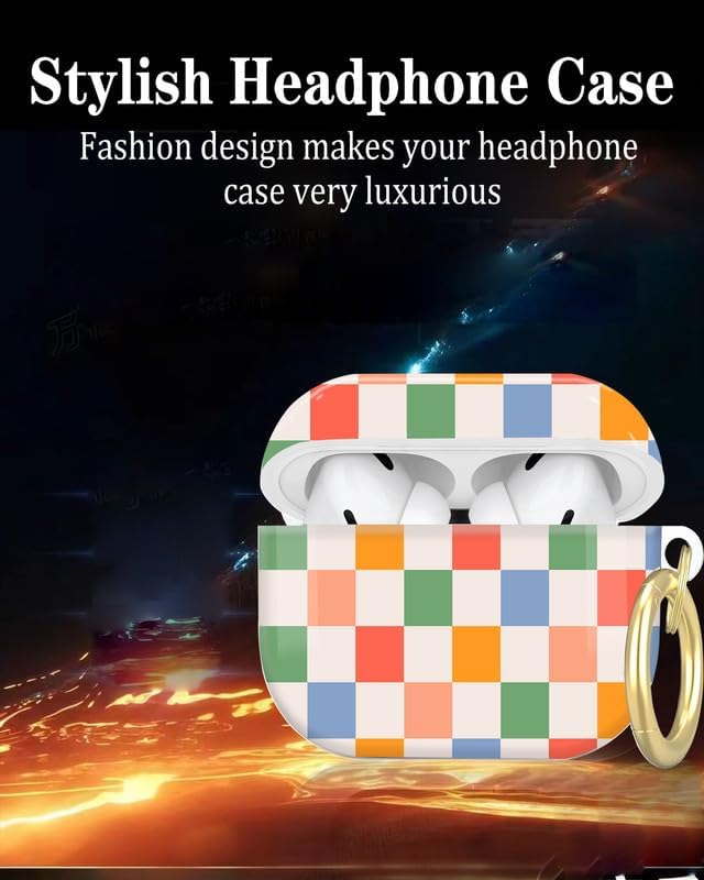 Compatible with AirPod Pro 2nd/1st Generation Case Cover with Key Chain,Full Protective Shockproof Wireless Headphone Case for Airpod Pro 2023/2022/2019(Retro Checkered)