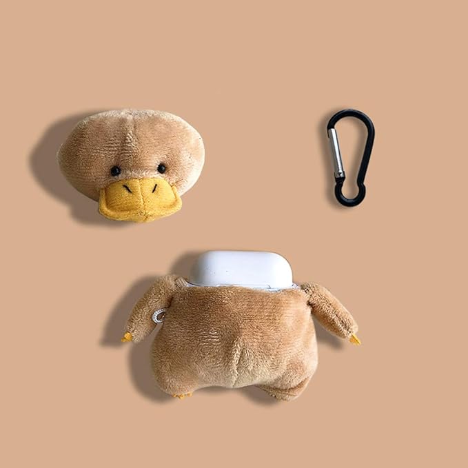 SGVAHY Furry Case for AirPods Pro 3rd Generation Funny Cute 3D Cartoon Plush Design Soft Warm Fluffy AirPod Pro 3 Cover with Keychain Kawaii Anti-Fall Protective Case Women Girls(Duck)