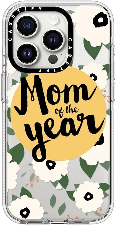 CASETiFY Clear iPhone 15 Pro Case [Not Yellowing / 6.6 ft. 3X Military Grade Drop Protection/Compatible with Magsafe] - Mom of The Year Yellow Floral - Clear