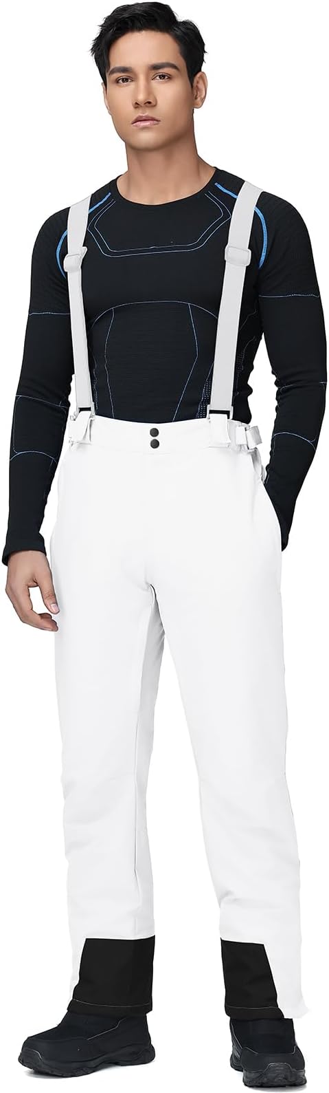 RIUIYELE Men's Ski Pants Insulated Snow Bibs Warm Winter Snowboard Bibs Overalls Waterproof Winterproof with Suspenders