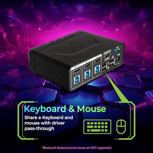 IOGEAR Nexus 3-Port 4K HDMI Gaming KVM Switch – Supports PS5/PS4, Xbox Series X|S, Nintendo Switch, PC – 1440p 144Hz, 1080p 240Hz, USB 3.2 Hub, RGB, Keymander App — GCS1337