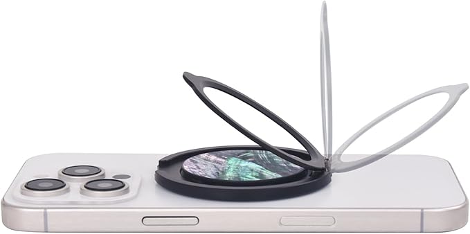 Cell Phone Ring Holder, Phone Grip, Magnetic Phone Ring Stand，Ultra Thin Phone Kickstand with Finger Loop Strap, Phone Ring Holder for Mag-Safe iPhone 16/15/14/13/12 Series (Black Shell-1)