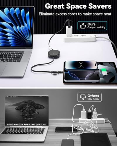 5 in 1 Retractable Cable,Multi Charging Cord for Multiple Devices,100W 2Pcs