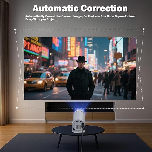 Mini Projector Support 1080P, 200 Ansi Home Movie Projector Portable Projector with Wifi and Bluetooth, Automatic Keystone Correction, 180°Rotatable, Compatible with HDMI USB PC Laptop