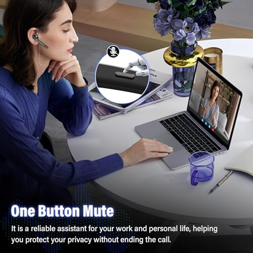 Bluetooth Headset, 90Hrs Bluetooth 5.3 Earpiece, APTX HD Audio, Mute Button