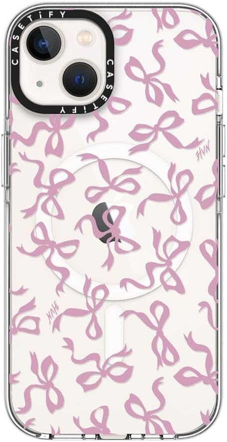 CASETiFY Clear iPhone 13 Case [Not Yellowing / 6.6 ft. 3X Military Grade Drop Protection/Compatible with Magsafe] - Bows - Clear