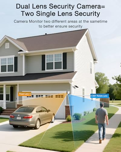 ANRAN 2 Pack Dual-Lens Solar Security Camera Wireless Outdoor - 3MP Fixed Wide-Angle + PTZ 360° View, Home Security Camera with Color Night Vision, 2-Way Talk, PIR Motion Detection - Image 4