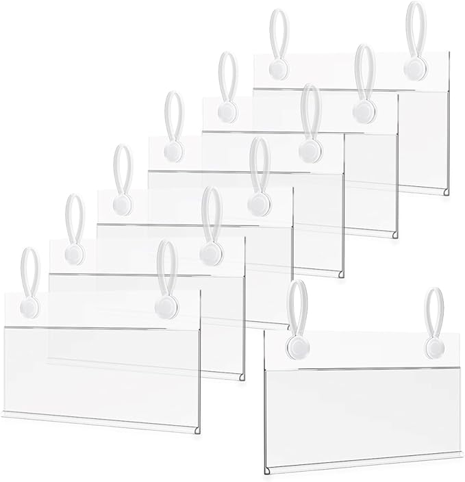 100 Packs Plastic Basket Label Holder, 4 x 2.2 Inch Wire Shelf Ticket Holder with Double Snap Lock Closure, Reusable Price Tag Holder for Supermarket, Pantry, Warehouses, Retail Shop