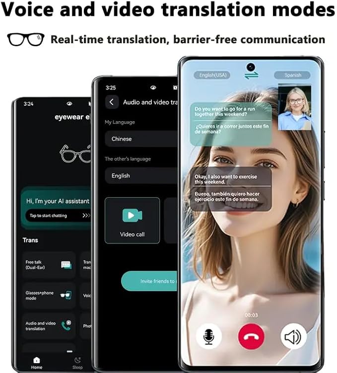 AI Smart Glasses,AI Chat Deepseek R1 and Gemini-2.5 with 164 Translations Supported,Bluetooth Glasses for Men Women,Music Playback & Hands-Free Calling,Physical Color Changing Lens,IP67 Waterproof