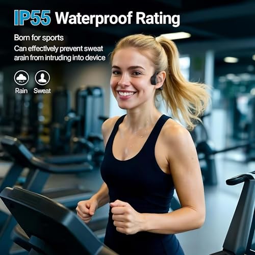 Superior Sound Bone Conduction Headphones, Bluetooth 5.4 Open Ear Wireless Headphones with Mic, IPX5 Waterproof for Sports, 12H Battery Life for Cycling, Hiking, Running, Lightweig - Image 4