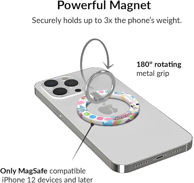 VELVET CAVIAR Compatible with MagSafe Phone Grip - Magnetic Ring Holder with Adjustable Stand - Removable MagSafe Accessories for iPhone 16, 15, 14, 13, 12 (The PPG Girl Power)