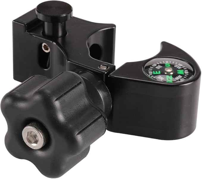 Aluminum Data Collector Holder – Quick Release Clamps Open Clamp Bracket with Compass, GNSS Accessory Pole Clamp for 32mm/1.25" Poles, T-Style Claw Type Holder for GPS Surveying Equipment