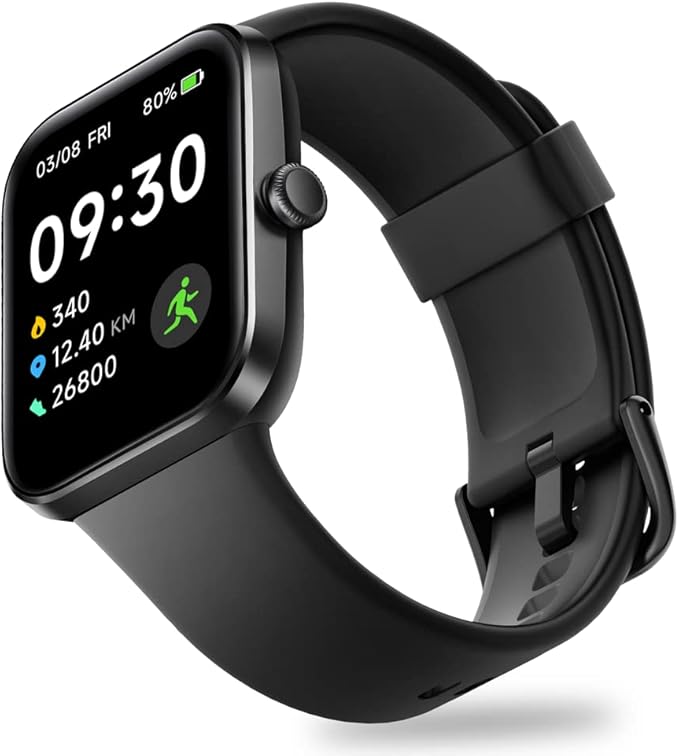 OCTANDRA Go VeryFit 1.69" Smart Watch - Heart Rate Blood Oxygen Saturation Sleep Monitor - Step Counter Pedometer - 5ATM Exercise Activity Fitness Tracker Watches for Men Women (ID207) (Black)