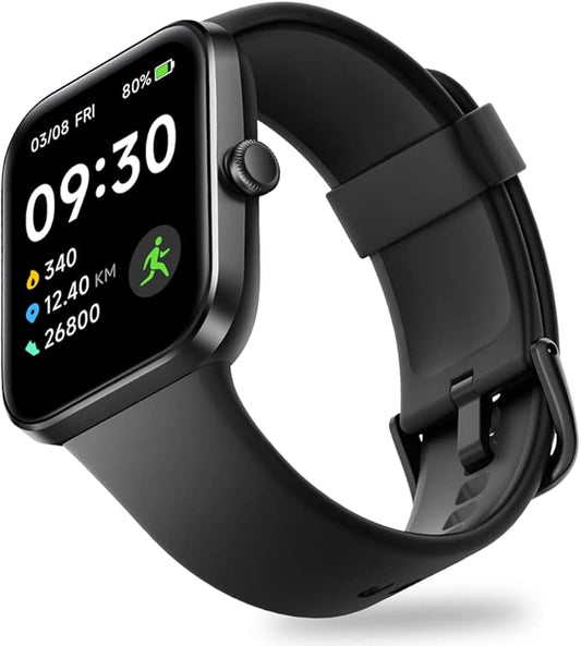 OCTANDRA Go VeryFit 1.69" Smart Watch - Heart Rate Blood Oxygen Saturation Sleep Monitor - Step Counter Pedometer - 5ATM Exercise Activity Fitness Tracker Watches for Men Women (ID207) (Black)
