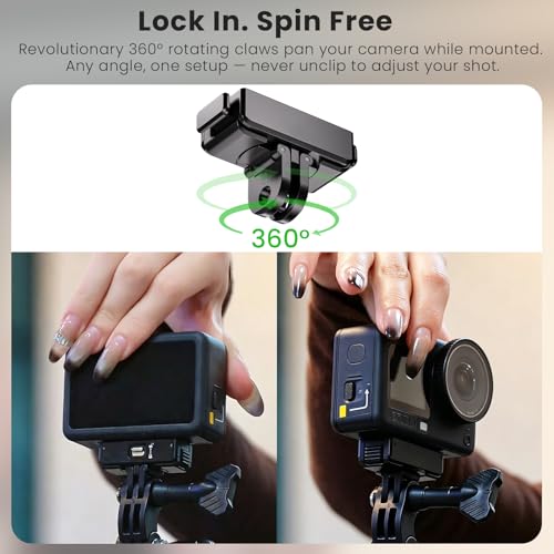 1/4" Magnetic Quick Release Adapter with Mechanical Lock for Insta360 X5/X4 Air/Ace Pro 2/Ace Pro/Ace, Aluminum Base, Heavy Duty Anti-Drop Camera Mount