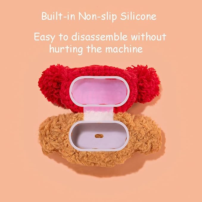 Yatchen Plush Case for AirPods Pro,Cute Fluffy 3D Cartoon Animal Teddy Bear AirPods Pro Cover Furry Hairy Soft TPU Cover Warm Charging Box with Keychain Accessories Anti-Fall Protector