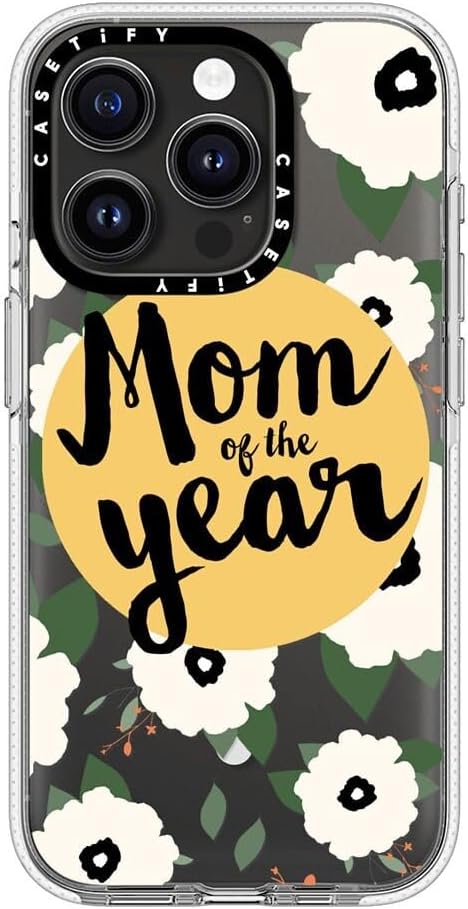 CASETiFY Clear iPhone 15 Pro Case [Not Yellowing / 6.6 ft. 3X Military Grade Drop Protection/Compatible with Magsafe] - Mom of The Year Yellow Floral - Clear