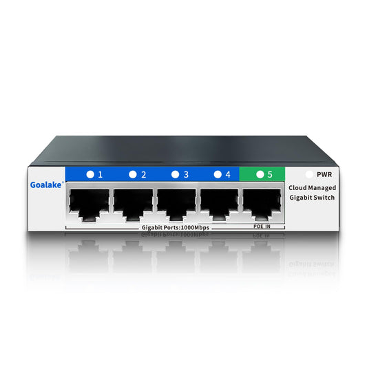 5 Port Gigabit Switch, Easy Smart Managed Ethernet Switch, Network Hub, Ethernet Splitter, Plug & Play, Fanless Metal Design, VLAN, Qos, Support PoE Powered, Desktop or Wall Mount