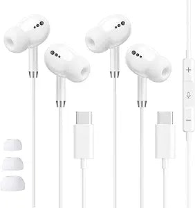 USB C Headphones for iPhone 17 16 15, 2 Pack Wired Earbuds C Type Earphones