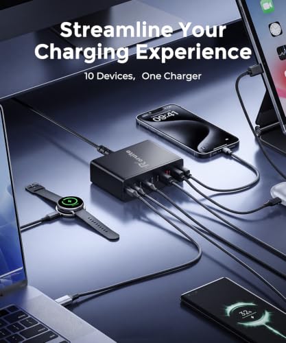 USB C Charging Station 10 Port with 4 Cables,245W Ga | Charging & Powe - Image 5