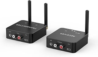 5.8GHz&5.2GHz Dual-Band Wireless Audio Transmitter Receiver for TV/PC, 160ft Long Range 0.018s Low Latency with Built-in 2.4G Bluetooth 5.3 Receiver, Wireless Adapter Kit with RCA(3.5mm) Out/Input - Image 1