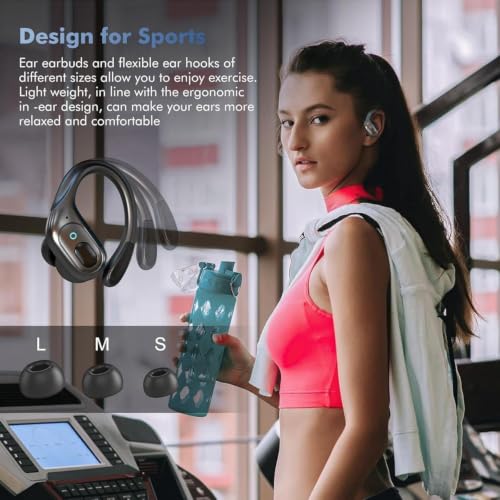 sajawass Wireless Earbuds Bluetooth 5.4 Headphones, Noise Canceling Ear Buds with 75hr Playtime, LED Power Display, IPX7 Waterproof Earphones Over Ear Earphones for Sports/Workouts