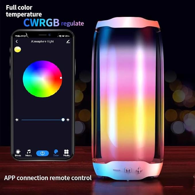 Portable Bluetooth Speaker, Clear Sound, RGB Lights Sync to Music TF-Card Wireless BT 5.3 Dual Stereo Pairing Wireless Speaker for Outdoor, Home, Party, Beach, Shower