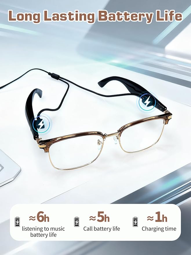 Bluetooth Glasses for Women & Men, AI Smart Glasses with Translation Open-Ear Speaker Blue Light Blocking Lenses Audio with Bluetooth Speakers for Driving, Travel, Work