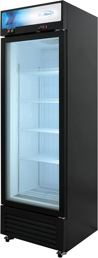 KoolMore 24 in. Commercial One Glass Door Merchandiser Freezer, 12 Cu. Ft. in Black, ETL Listed (KM-MDF-1GD-12C)