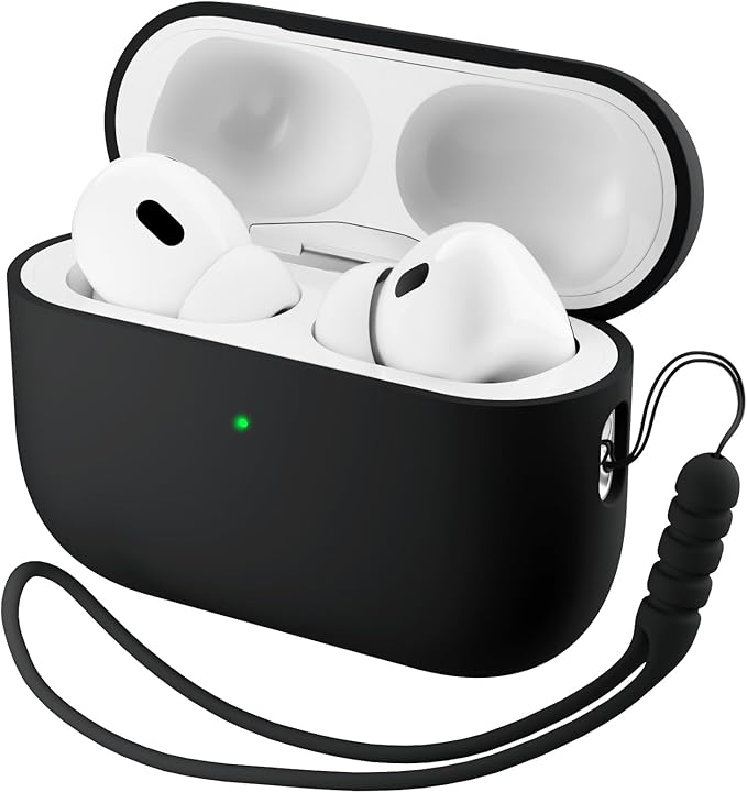 ORNARTO Compatible with AirPods Pro 3 Case 2025, Full Protective Hybrid Silicone for AirPods Pro 3rd Generation Case, Front LED Visible Skin Cover-Black