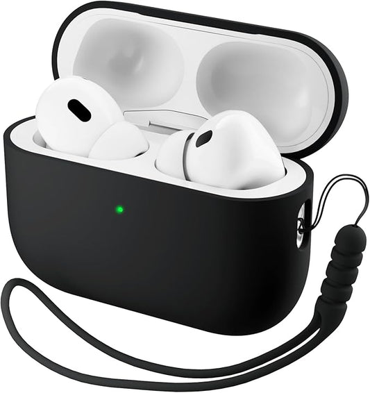 ORNARTO Compatible with AirPods Pro 3 Case 2025, Full Protective Hybrid Silicone for AirPods Pro 3rd Generation Case, Front LED Visible Skin Cover-Black