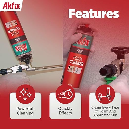 Akfix 800C Insulation Spray Foam Gun Cleaner - Great Sealant Remover, Dissolves Spray Polyurethane Foam | 1 Pack, 16.9 oz. | Foam Gun NOT Included