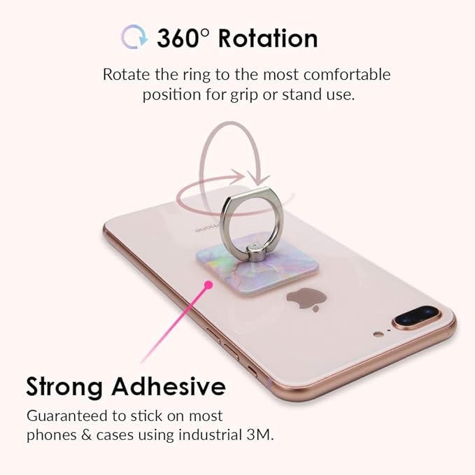 Velvet Caviar Cell Phone Ring Holder - Finger Ring & Stand - Improves Phone Grip Compatible with iPhone, Galaxy and Most Cases (Except Silicone/Leather) - Pink Marble