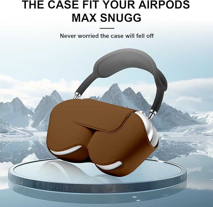 Maxjoy for Apple Airpods Max Smart Case Cover, Soft PU Leather Protective Case Accessories, Brown
