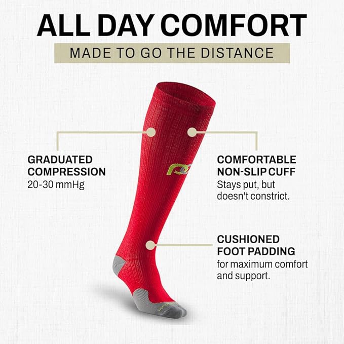 PRO Compression Running Marathon Socks - Calf-Length Travel and Sports Compression Socks for Foot and Ankle Support, Unisex