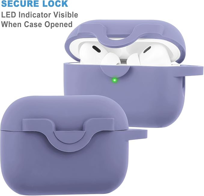 Secure Lock Bling Keychain Case for AirPods Pro 2nd Generation, Grey Blue